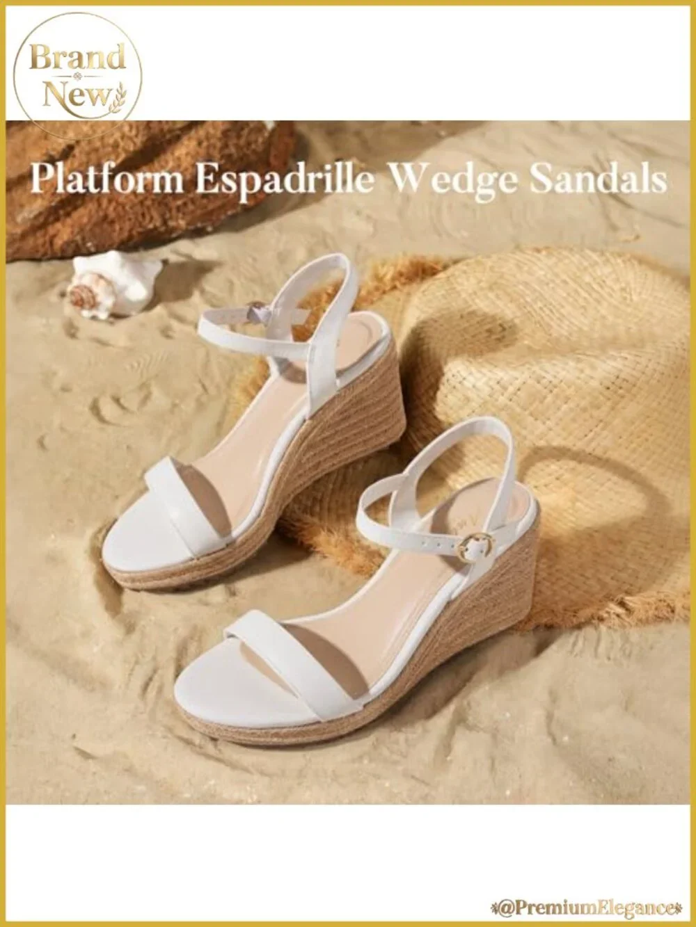 Platform Wedge Sandals Womens Open Toe Ankle Strap Espadrille High Heel 3.4 Inch